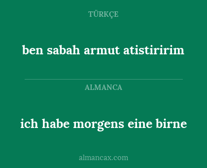 ich habe morgens eine birne - ben sabah armut atistiririm