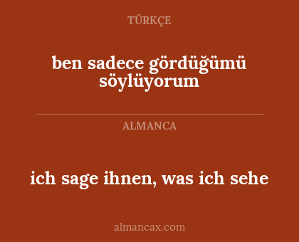 ben sadece gördüğümü söylüyorum - ich sage ihnen, was ich sehe