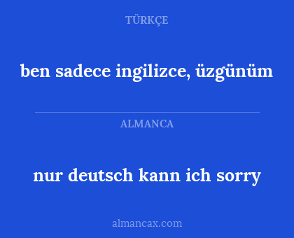 nur deutsch kann ich sorry - ben sadece ingilizce, üzgünüm