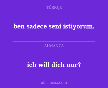 ich will dich nur? - ben sadece seni istiyorum.