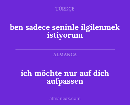 ich möchte nur auf dich aufpassen - ben sadece seninle ilgilenmek istiyorum
