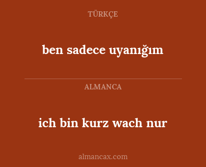 ben sadece uyanığım - ich bin kurz wach nur