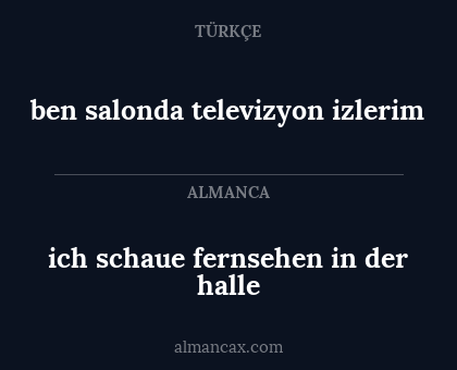 ich schaue fernsehen in der halle - ben salonda televizyon izlerim