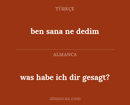 was habe ich dir gesagt? - ben sana ne dedim