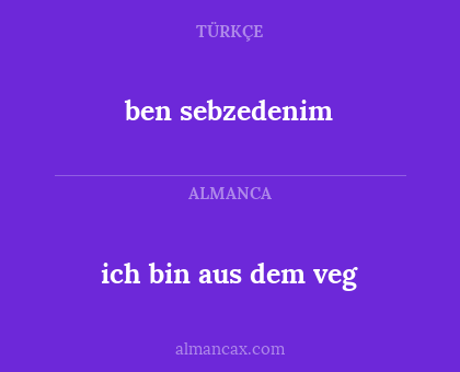 ben sebzedenim - ich bin aus dem veg
