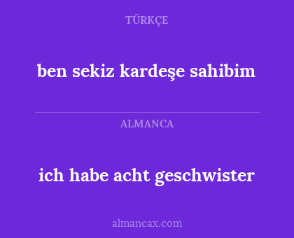 ich habe acht geschwister - ben sekiz kardeşe sahibim