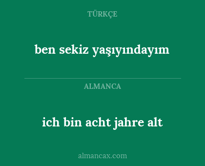 ich bin acht jahre alt - ben sekiz yaşıyındayım