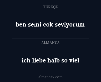 ich liebe halb so viel - ben semi cok seviyorum