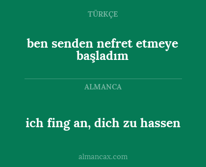 ben senden nefret etmeye başladım - ich fing an, dich zu hassen