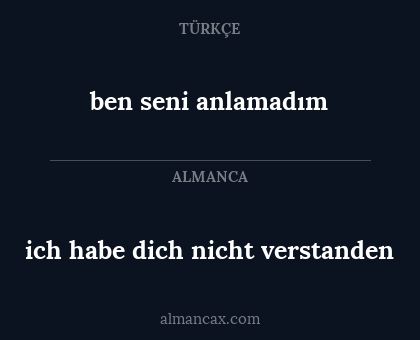 ben seni anlamadım - ich habe dich nicht verstanden