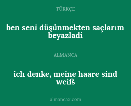 ich denke, meine haare sind weiß - ben seni düşünmekten saçlarım beyazladi