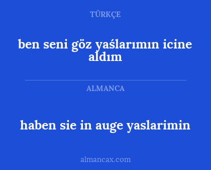 ben seni göz yaślarımın icine aldım - haben sie in auge yaslarimin