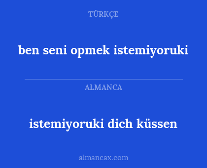 istemiyoruki dich küssen - ben seni opmek istemiyoruki
