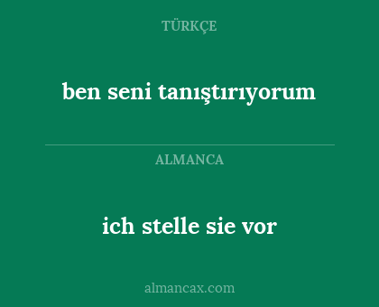 ben seni tanıştırıyorum - ich stelle sie vor