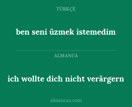 ich wollte dich nicht verärgern - ben seni üzmek istemedim