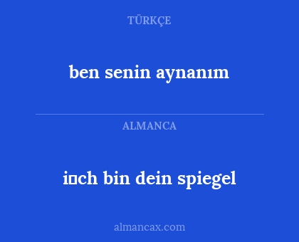 i̇ch bin dein spiegel - ben senin aynanım