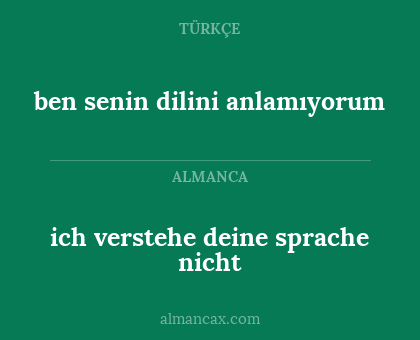 ich verstehe deine sprache nicht - ben senin dilini anlamıyorum