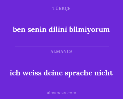 ich weiss deine sprache nicht - ben senin dilini bilmiyorum
