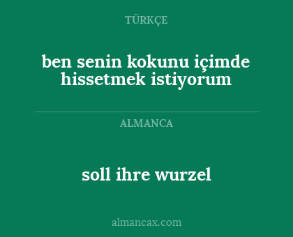 soll ihre wurzel - ben senin kokunu içimde hissetmek istiyorum