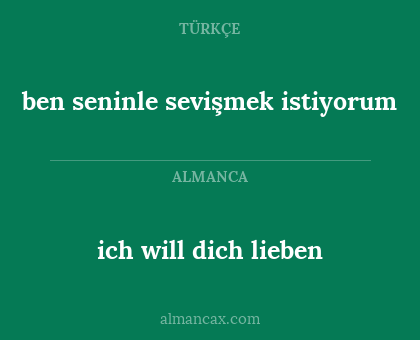 ich will dich lieben - ben seninle sevişmek istiyorum