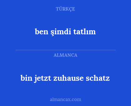 bin jetzt zuhause schatz - ben şimdi tatlım