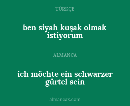 ben siyah kuşak olmak istiyorum - ich möchte ein schwarzer gürtel sein