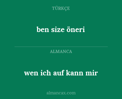ben size öneri - wen ich auf kann mir