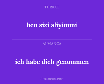 ben sizi aliyimmi - ich habe dich genommen