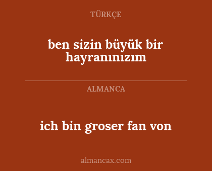 ich bin groser fan von - ben sizin büyük bir hayranınızım