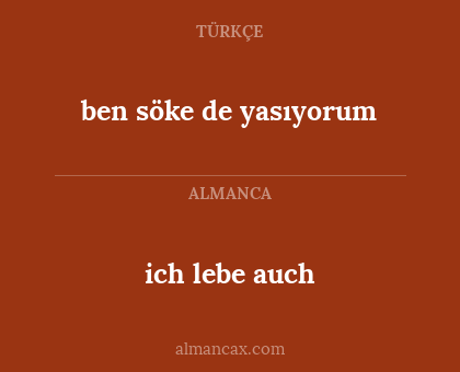 ich lebe auch - ben söke de yasıyorum