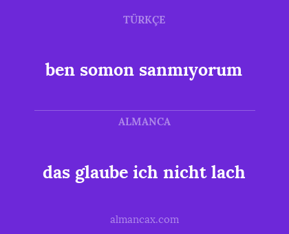 das glaube ich nicht lach - ben somon sanmıyorum