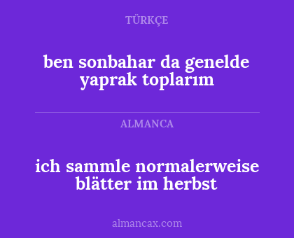 ich sammle normalerweise blätter im herbst - ben sonbahar da genelde yaprak toplarım