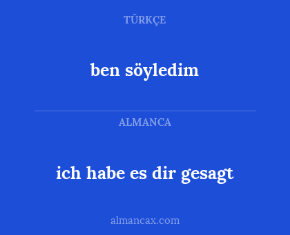 ich habe es dir gesagt - ben söyledim