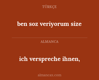 ben soz veriyorum size - ich verspreche ihnen,