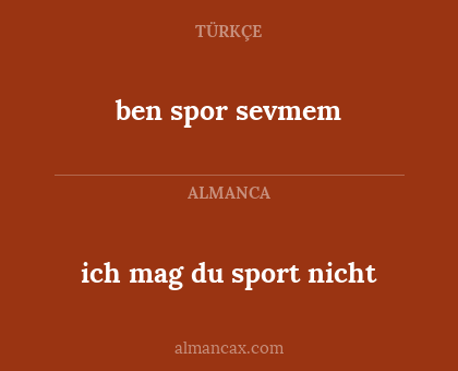 ich mag du sport nicht - ben spor sevmem
