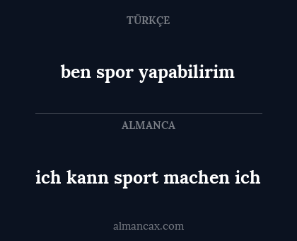 ich kann sport machen ich - ben spor yapabilirim