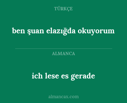 ich lese es gerade - ben şuan elazığda okuyorum