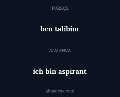 ben talibim - ich bin aspirant