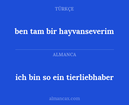 ich bin so ein tierliebhaber - ben tam bir hayvanseverim