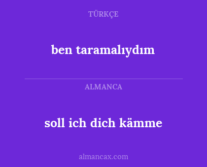 soll ich dich kämme - ben taramalıydım