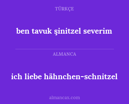 ich liebe hähnchen-schnitzel - ben tavuk şinitzel severim