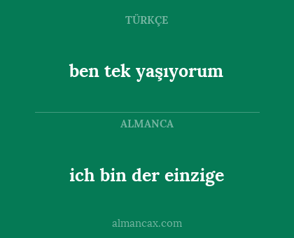 ben tek yaşıyorum - ich bin der einzige