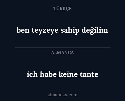 ben teyzeye sahip değilim - ich habe keine tante