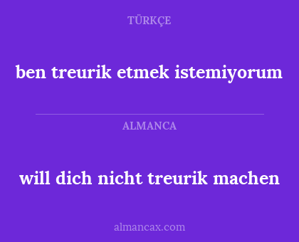 will dich nicht treurik machen - ben treurik etmek istemiyorum