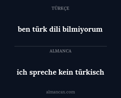 ben türk dili bilmiyorum - ich spreche kein türkisch