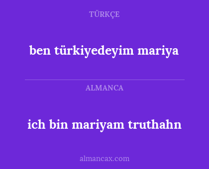 ich bin mariyam truthahn - ben türkiyedeyim mariya