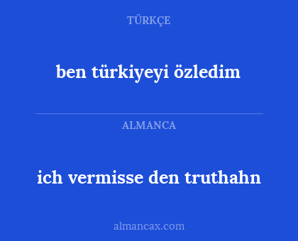 ben türkiyeyi özledim - ich vermisse den truthahn
