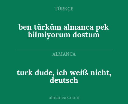 ben türküm almanca pek bilmiyorum dostum - turk dude, ich weiß nicht, deutsch