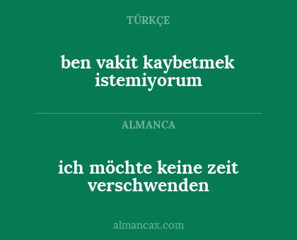 ich möchte keine zeit verschwenden - ben vakit kaybetmek istemiyorum