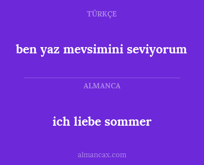 ich liebe sommer - ben yaz mevsimini seviyorum